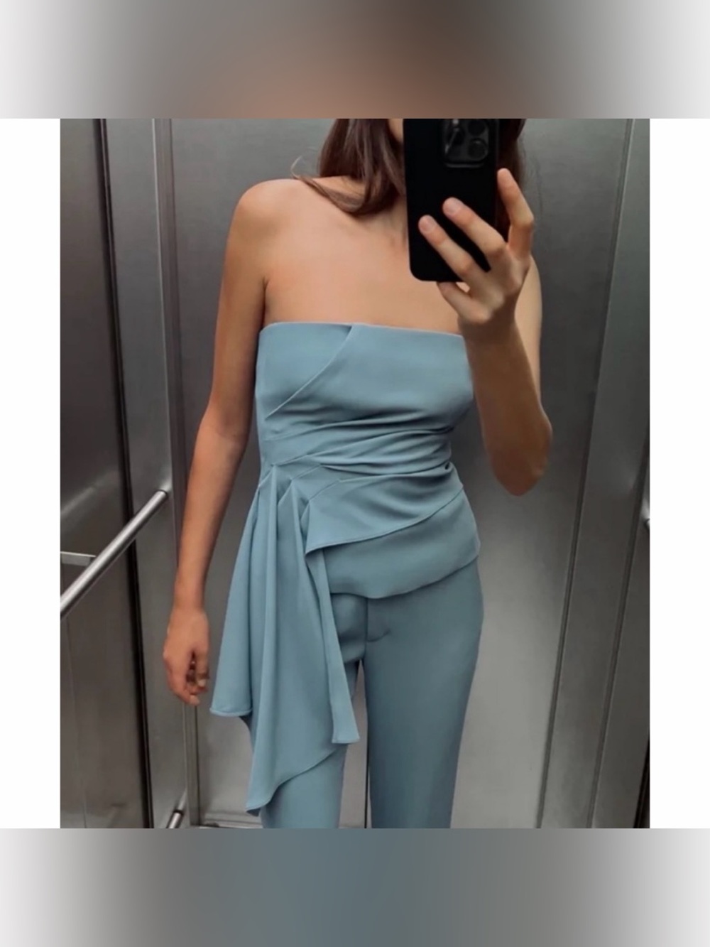 Zara Draped Bustier Strapless Pleated Top - Picture 6 of 7